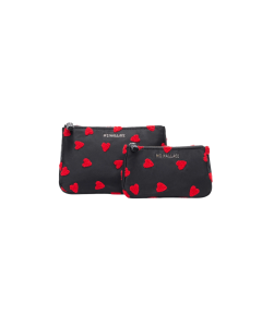 MZ Wallace Luna Cosmetic Bundle in Black with Red Heart Flock