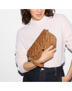 MZ Wallace Small Astor Convertible Clutch in Cognac